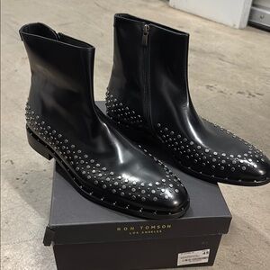 Ron Tomson Black Studded Men's Boots